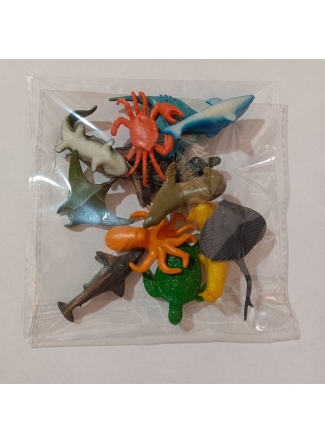 Children's Mini Simulation Animal Model Toy Suit Boy Solid Science And Education Marine Creature Dinosaur Model Ornaments-Color:Marine Animal Series 12 PCs (bagged) - Image 1