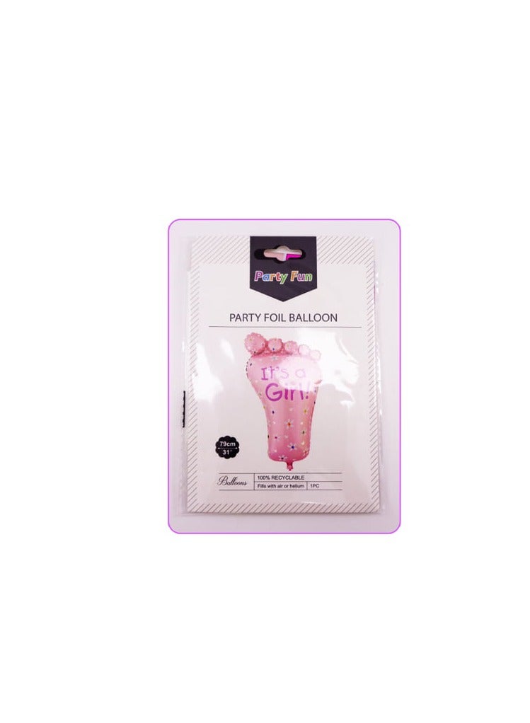 بارتي فن بالونات من رقائق الفويل لتزيين حفلات استقبال الأطفال من It's a Girl، بالونات للفتيات الصغيرات لتزيين الحفلات، لون وردي - Image 4