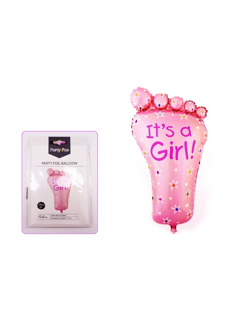 بارتي فن بالونات من رقائق الفويل لتزيين حفلات استقبال الأطفال من It's a Girl، بالونات للفتيات الصغيرات لتزيين الحفلات، لون وردي - Image 2