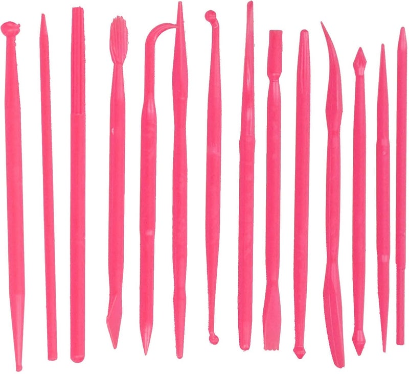 Rose Red Clay Modeling Tools 14Pcs Double Ended for Sculpting Baking Cake Fondant Chocolate Embossing - Image 1