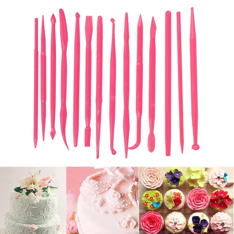 Rose Red Clay Modeling Tools 14Pcs Double Ended for Sculpting Baking Cake Fondant Chocolate Embossing - Image 4
