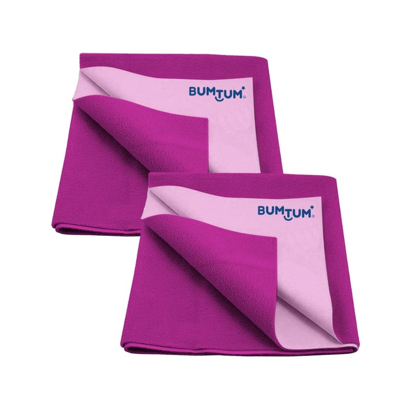 Bumtum Baby Dry Sheet Waterproof Soft Microfleece Baby Bed Protector | Anti - Bacterial & Odour Free | Extra Absorbant, Reuseable & Washable (Grape, Large Size, 100 * 140cm, Pack of 2), Microfleece - Image 1