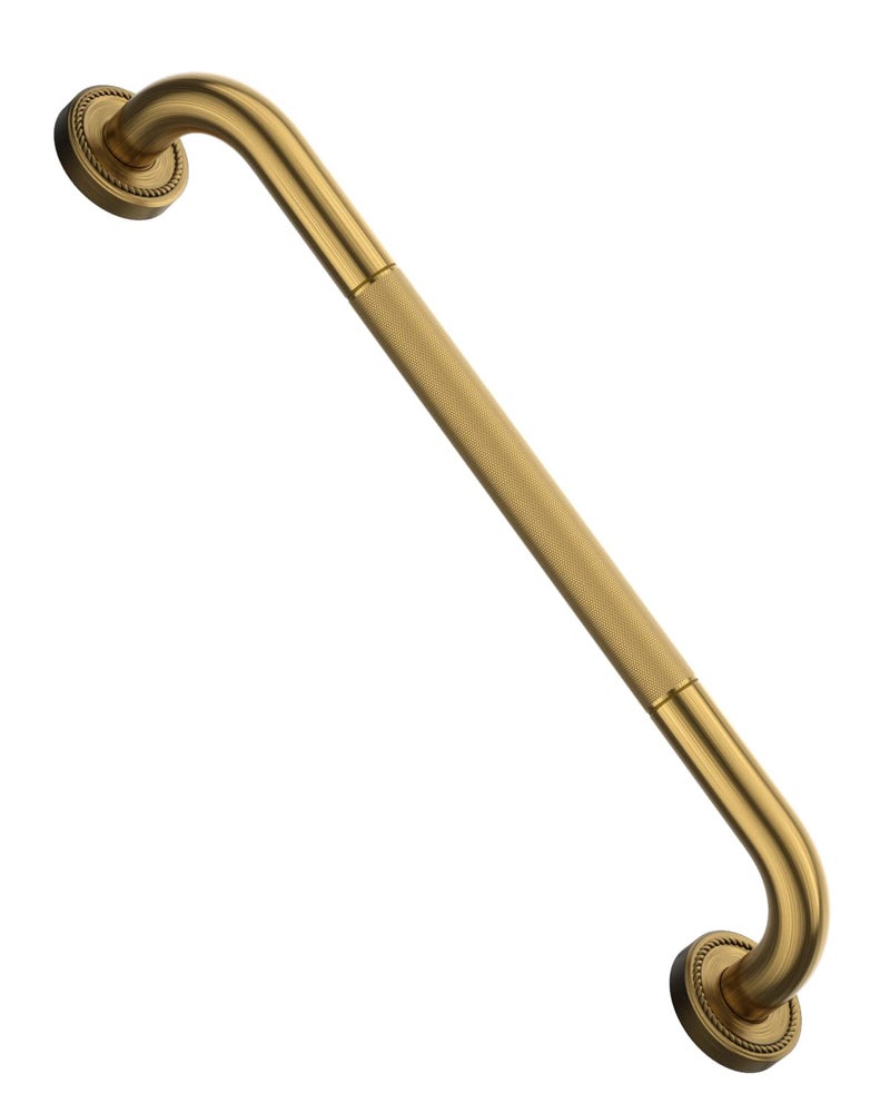 Munzong 20 Inch Bronze Shower Grab Bar Gold Munzong Antique Brass Bathroom Grab Bar wAntiSlip Knurled Grip Bathroom Balance Bar Safety Bath Handrail Support Handicap Injury Elderly Senior Assist Handle - Image 2