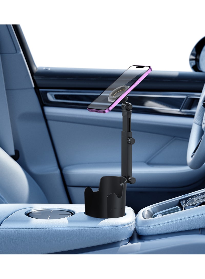 لياوسيسي حامل هاتف محمول 2 في 1 للسيارة، حامل هاتف مغناطيسي دوار مع حامل أكواب، دوران 360°، حامل هاتف متعدد الوظائف عالمي متوافق مع Magsafe، مناسب لسيارات الدفع الرباعي، السيارات، الشاحنات، متوافق مع iPhone وSamsung وأنواع هواتف Android الأخرى، قطر قاعدة حامل الأكواب 109 ملم، يشمل الحلقة المغناطيسية - Image 3