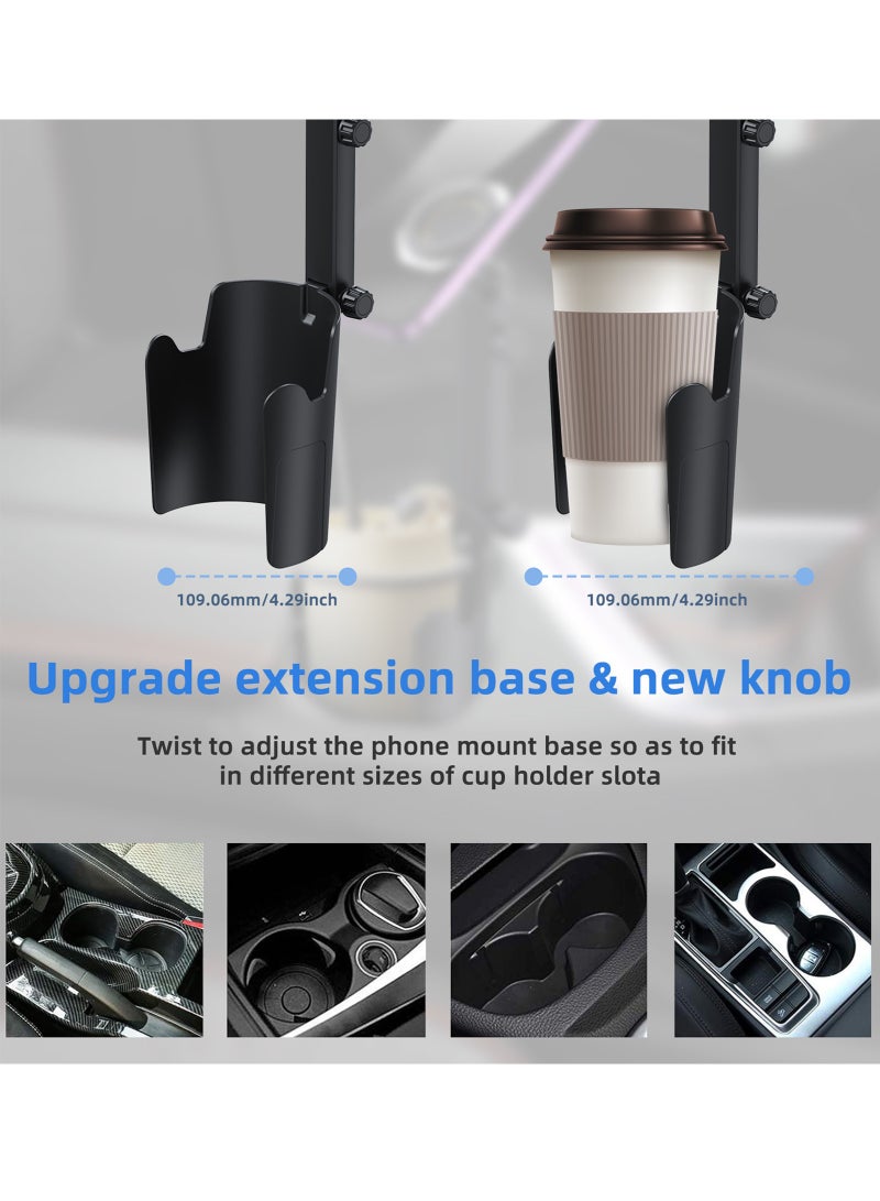 لياوسيسي حامل هاتف محمول 2 في 1 للسيارة، حامل هاتف مغناطيسي دوار مع حامل أكواب، دوران 360°، حامل هاتف متعدد الوظائف عالمي متوافق مع Magsafe، مناسب لسيارات الدفع الرباعي، السيارات، الشاحنات، متوافق مع iPhone وSamsung وأنواع هواتف Android الأخرى، قطر قاعدة حامل الأكواب 109 ملم، يشمل الحلقة المغناطيسية - Image 4