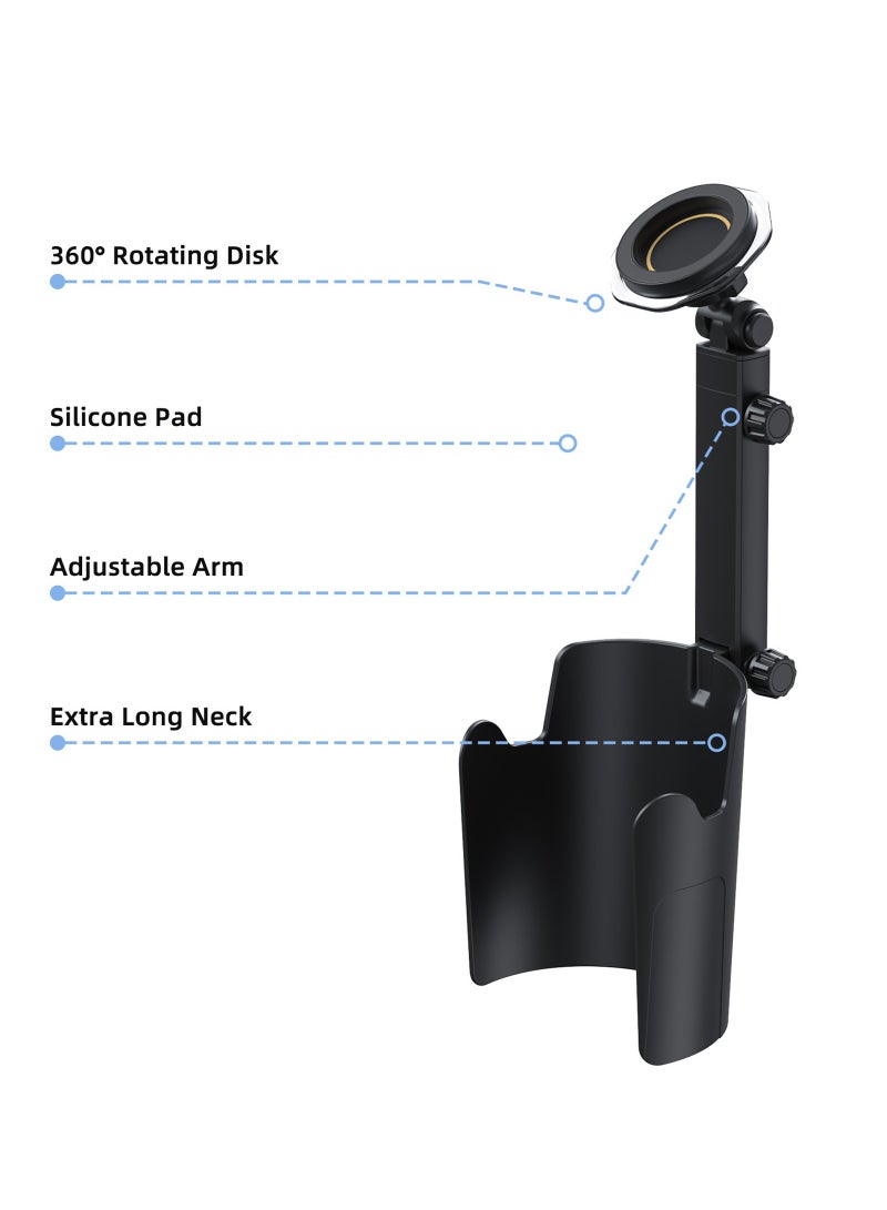 لياوسيسي حامل هاتف محمول 2 في 1 للسيارة، حامل هاتف مغناطيسي دوار مع حامل أكواب، دوران 360°، حامل هاتف متعدد الوظائف عالمي متوافق مع Magsafe، مناسب لسيارات الدفع الرباعي، السيارات، الشاحنات، متوافق مع iPhone وSamsung وأنواع هواتف Android الأخرى، قطر قاعدة حامل الأكواب 109 ملم، يشمل الحلقة المغناطيسية - Image 5