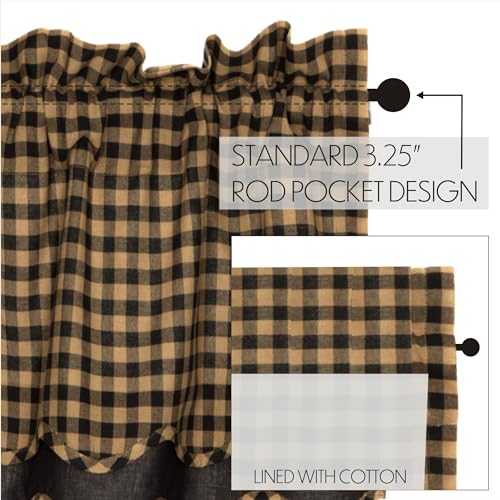 VHC Brands, Black Check, Cotton, 16x60, Scalloped Layered Valance, Black - Image 5