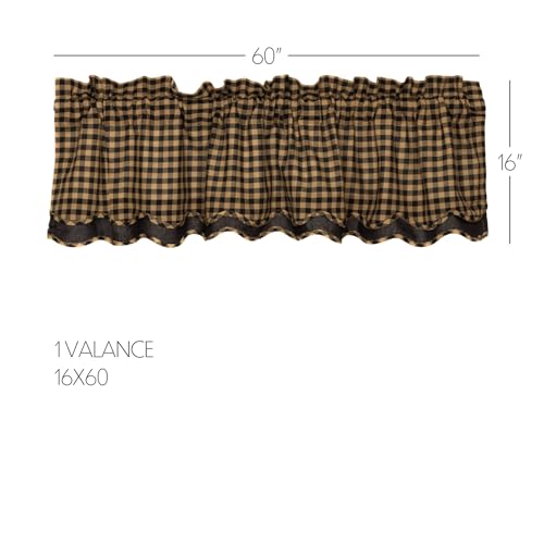 VHC Brands, Black Check, Cotton, 16x60, Scalloped Layered Valance, Black - Image 2