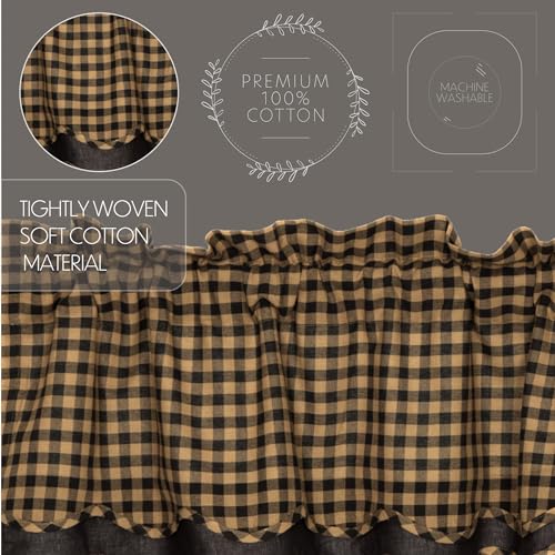 VHC Brands, Black Check, Cotton, 16x60, Scalloped Layered Valance, Black - Image 4