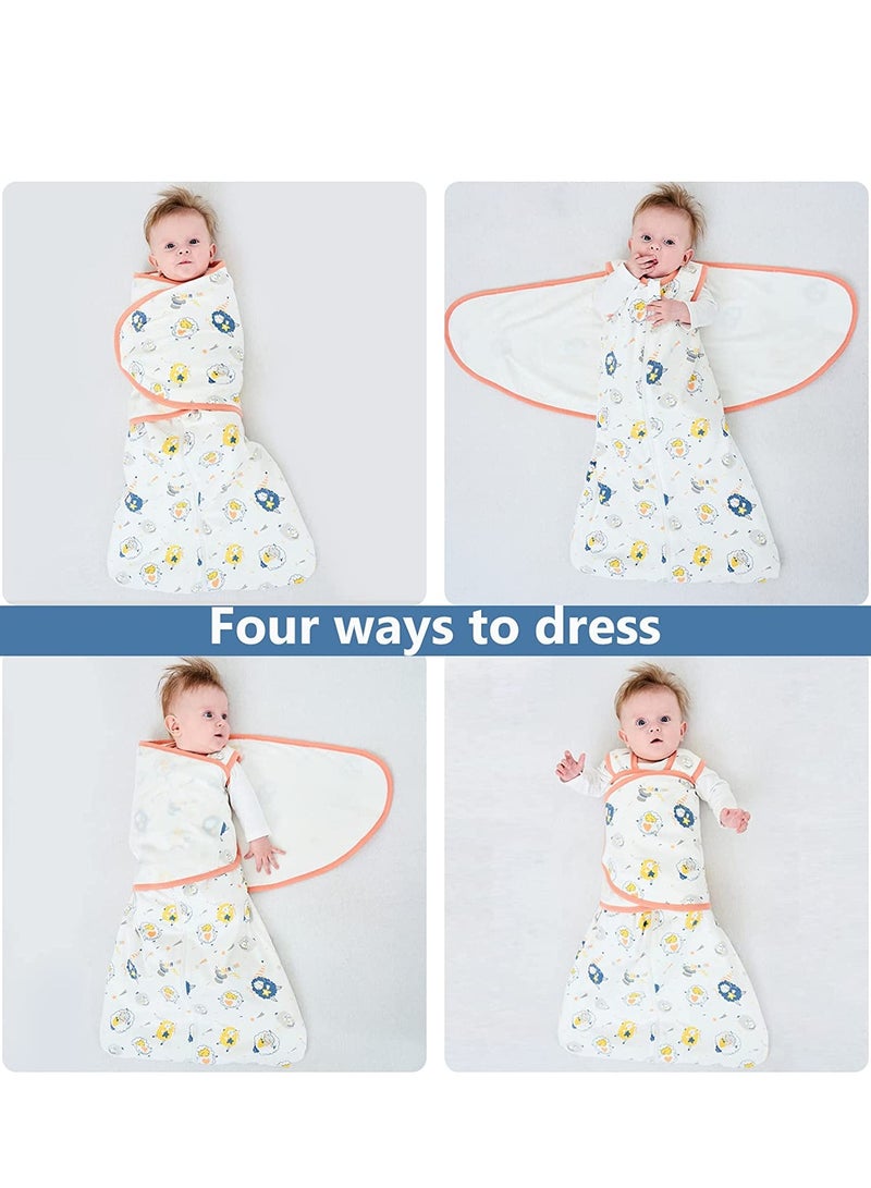 SOLARAE Baby Swaddle Wearable Blanket 3-Way Adjustable Transtion Sleep Sack 100% Cotton Swaddle Wrap with Beanie Cap Infant Cotton Swaddle for Newborn Infant Boy Girl 0-6 Months - Image 4