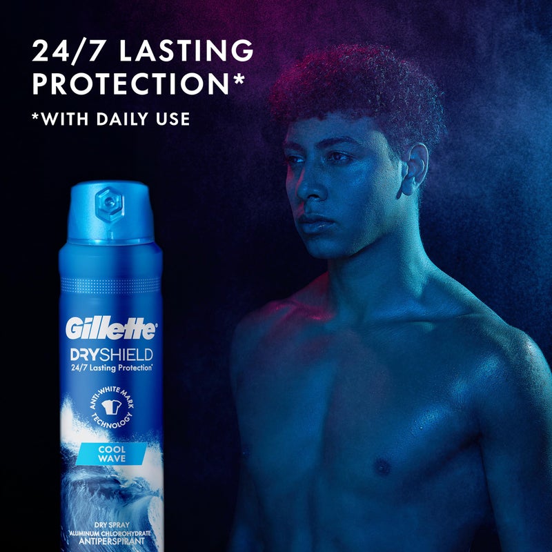 Gillette رذاذ جيلت المضاد للتعرق ومزيل العرق للرجال، حماية من العرق والرائحة على مدار 24/7، تقنية مضادة للبقع البيضاء، رائحة الموجة الباردة، 4.3 أونصة (عبوة من 3)  - Image 2