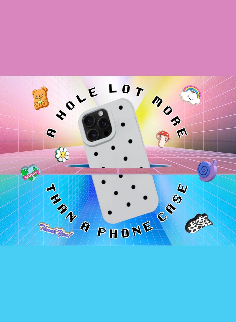 Apple iPhone 16 Pro 2024 Cute Cartoon Silicone Slippers Holes Shockproof DIY Phone Case Cover - White