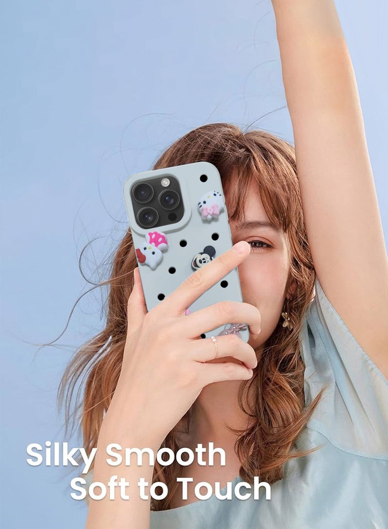 Apple iPhone 16 Pro 2024 Cute Cartoon Silicone Slippers Holes Shockproof DIY Phone Case Cover - White