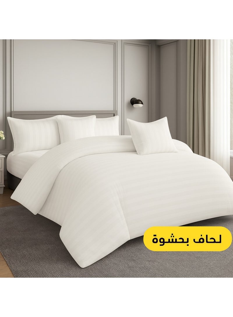 مينج لي مفرش فندقي مفرد 5 قطع من مايكروفايبر مع حشوة قابلة للإزالة – تصميم خطوط أنيق يناسب سرير بحجم 120×200 سم - Image 1