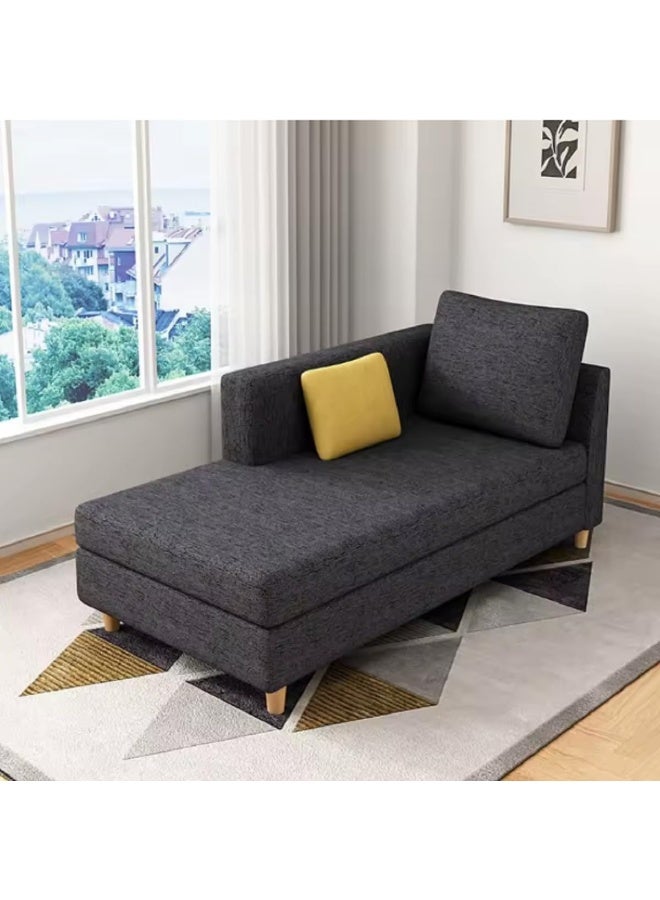 Zayn comforts أريكة تشيس لونج بسيطة ذات تصميم صلب مع ذراعين مربعين و2 وسائد مثالية للاسترخاء في غرفة المعيشة أو غرفة النوم (رمادي داكن، تشيس ذراع يمين) - Image 1