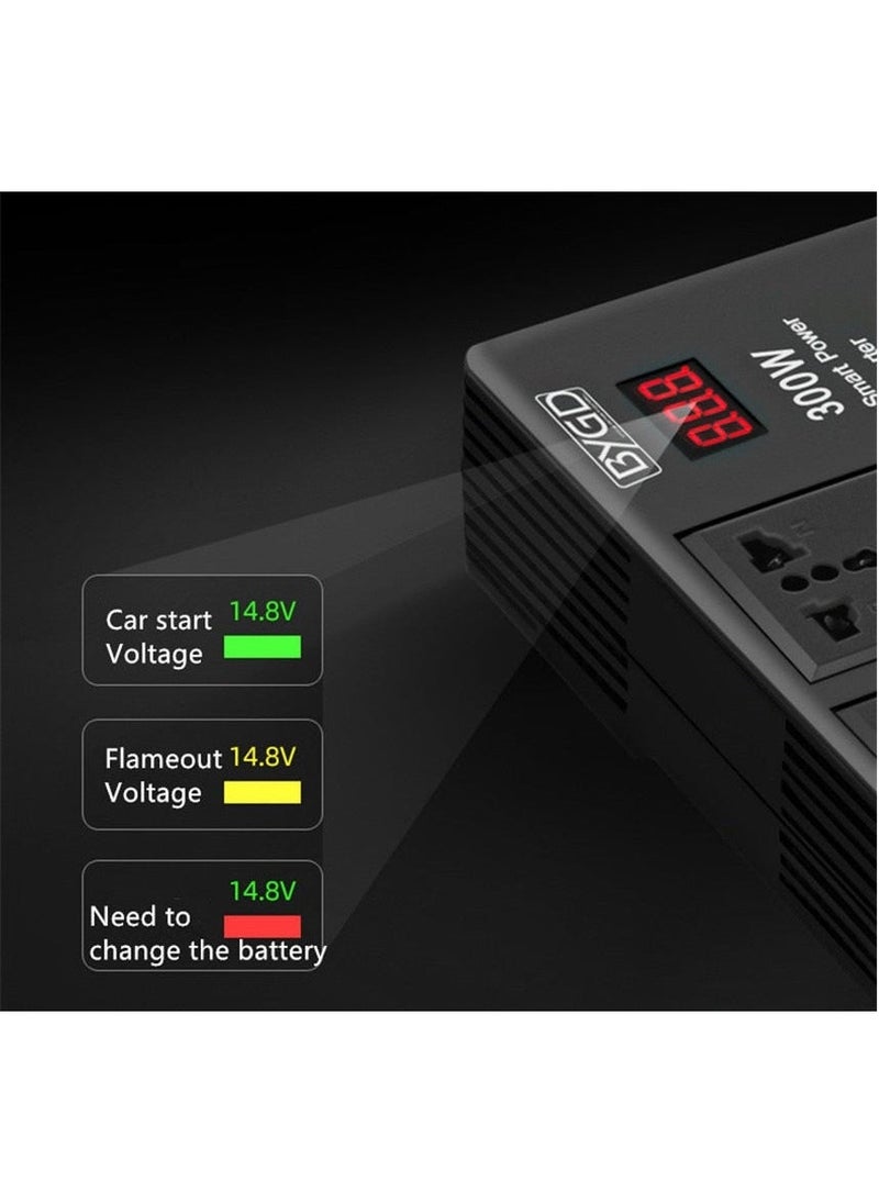 Generic - Efficient 300W Car Inverter: Converts 12V/24V DC to 220V AC with 4 USB Ports for Quick Charging and 2 Universal Sockets, Complete with LED Display - Image 1