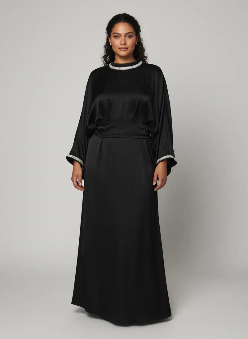 Khizana Plus size Draped Dress With Embellished Neckline