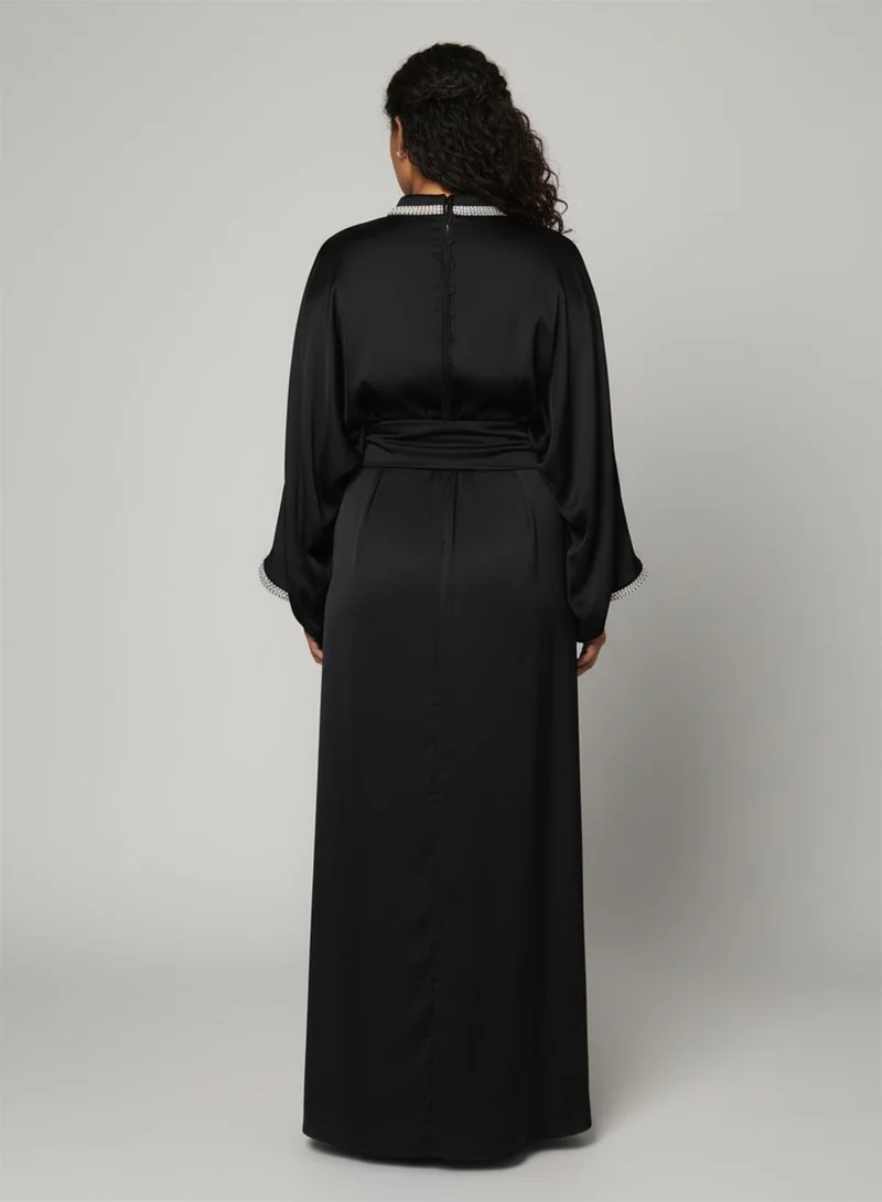 Khizana Plus size Draped Dress With Embellished Neckline