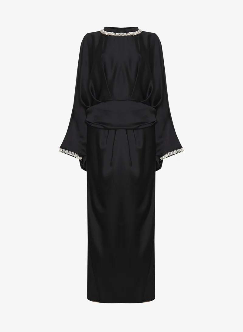 Khizana Plus size Draped Dress With Embellished Neckline