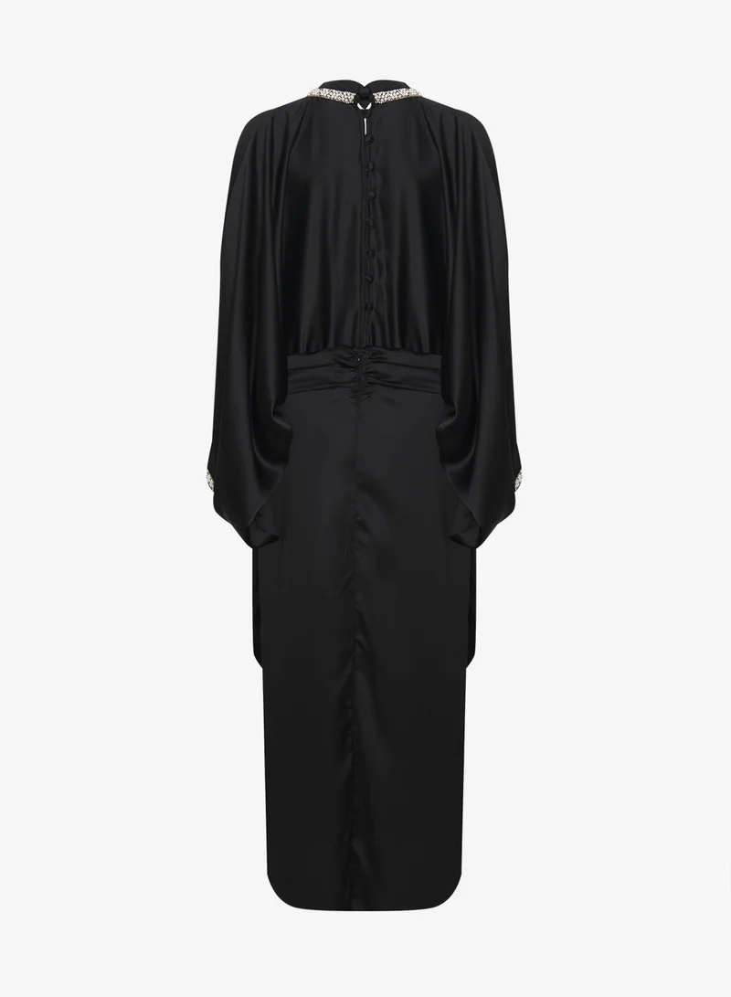 Khizana Plus size Draped Dress With Embellished Neckline