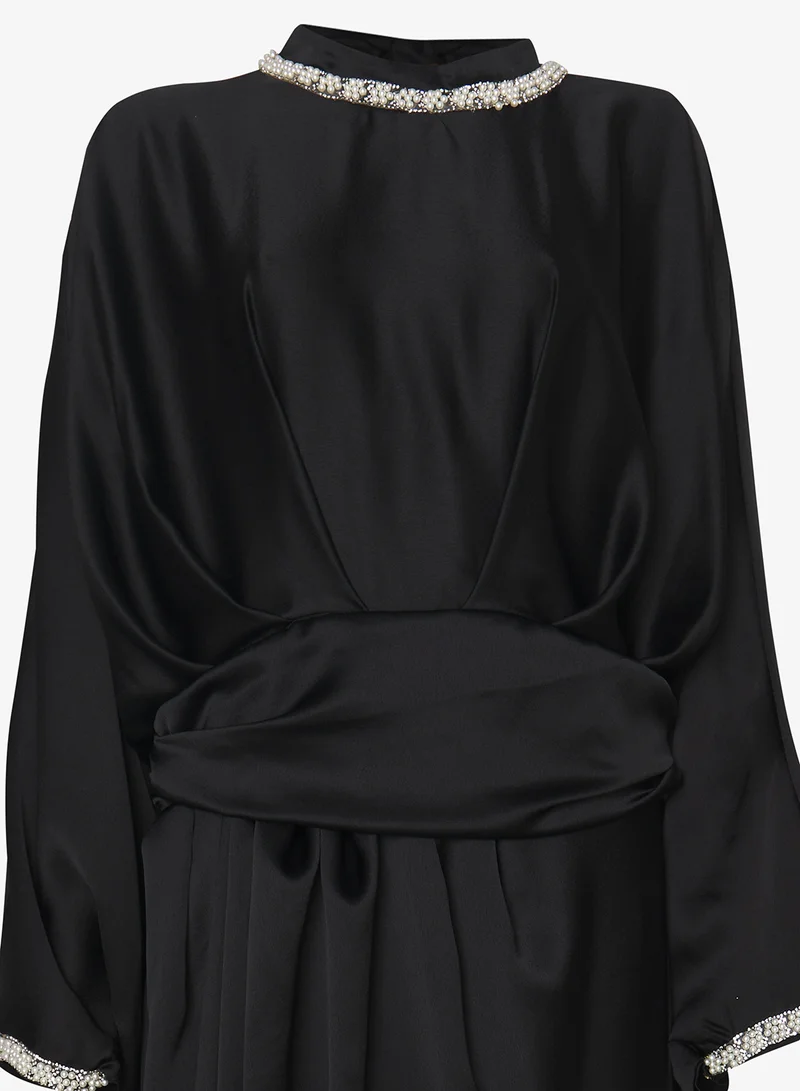 Khizana Plus size Draped Dress With Embellished Neckline