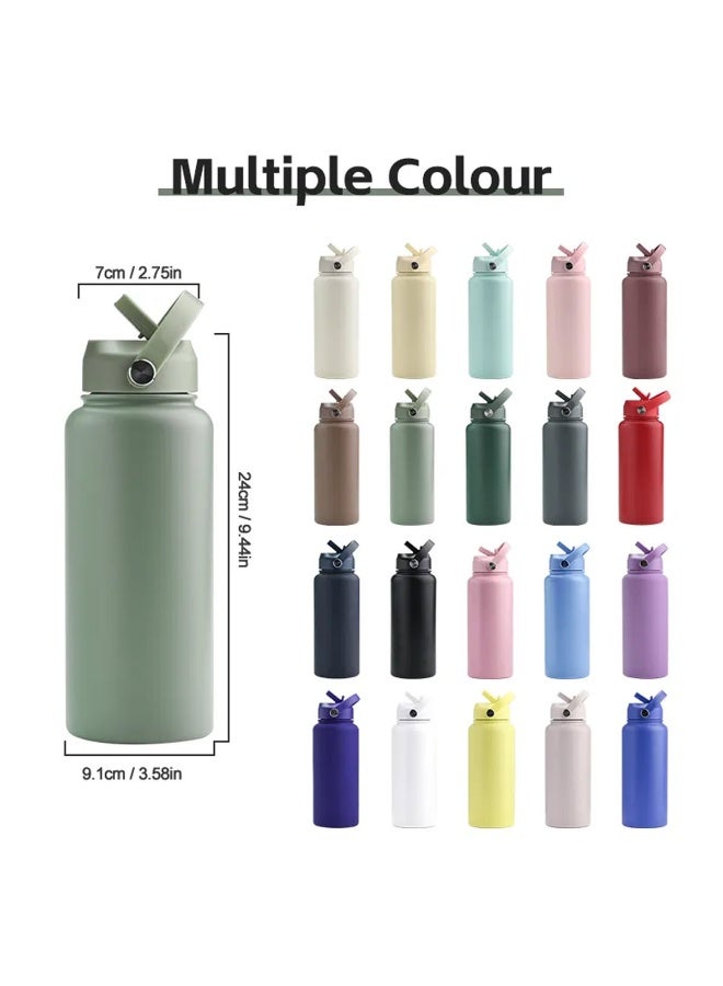 Hamzone Sports Water Bottle, Insulated Stainless Steel Thermal Water Bottle with Straw Lid, Leak Proof Double Wall Thermos for Hot and Cold Drinks, Wide Mouth, 500ml, Ideal for Gym, Office, School, Camping White - Image 5