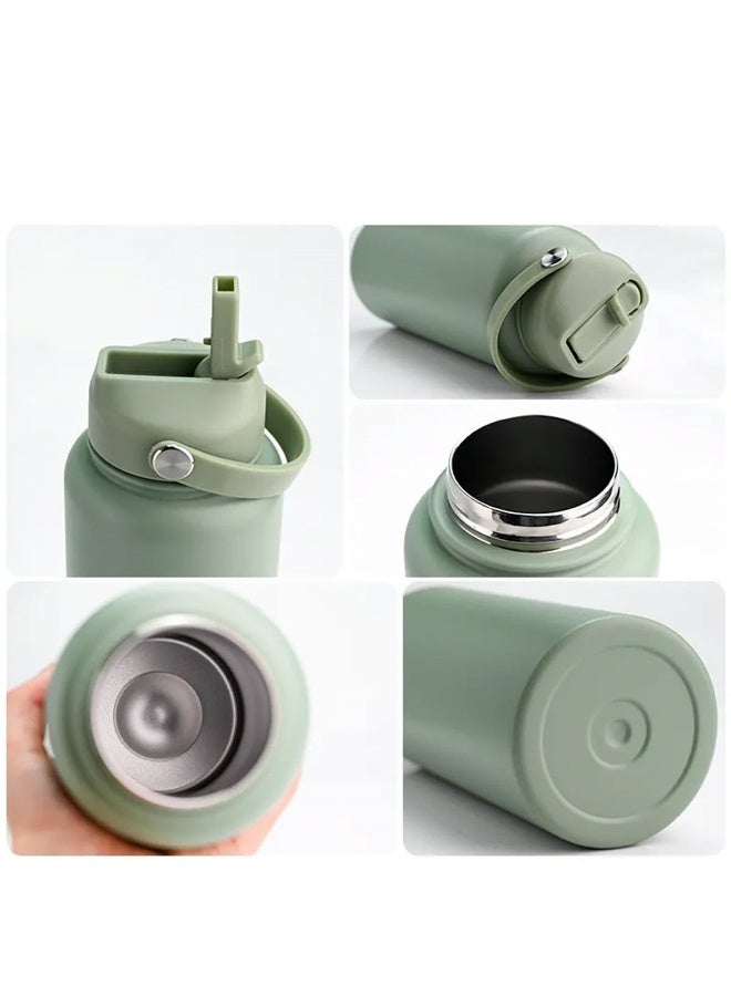 Hamzone Sports Water Bottle, Insulated Stainless Steel Thermal Water Bottle with Straw Lid, Leak Proof Double Wall Thermos for Hot and Cold Drinks, Wide Mouth, 500ml, Ideal for Gym, Office, School, Camping White - Image 4