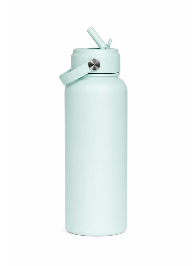 Hamzone Sports Water Bottle, Insulated Stainless Steel Thermal Water Bottle with Straw Lid, Leak Proof Double Wall Thermos for Hot and Cold Drinks, Wide Mouth, 500ml, Ideal for Gym, Office, School, Camping White - Image 1