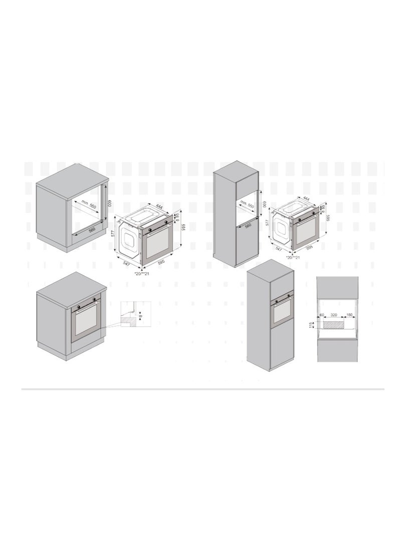 جنرال جولدن جنرال جولدين 73 لتر، 7 خيارات للطهي، فرن كهربائي مدمج 60×60 سم، تحكم يدوي، مع شواية - Image 3