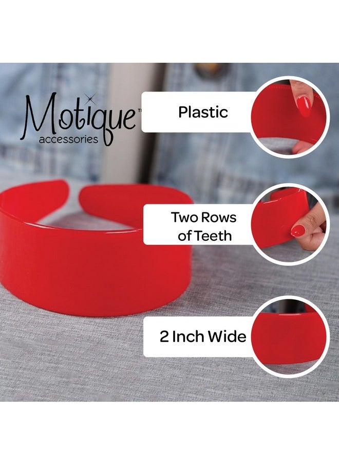 Motique Accessories White 2 Inch Hard Plastic Headband With Teeth Women And Girls Wide Hair Band  - Image 3