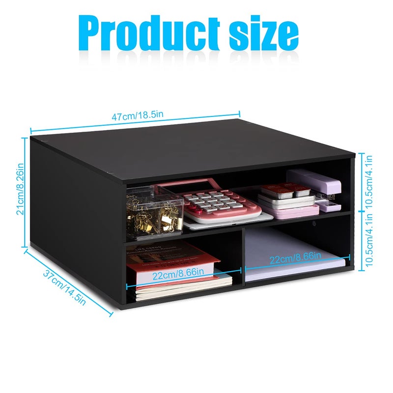 EMERIT Printer Stand for Desk - 2 Tier Desktop Printer Stand with Paper Storage, Printer Riser Organizer for Home Office, Holds up to 30 lbs, Black - Image 5