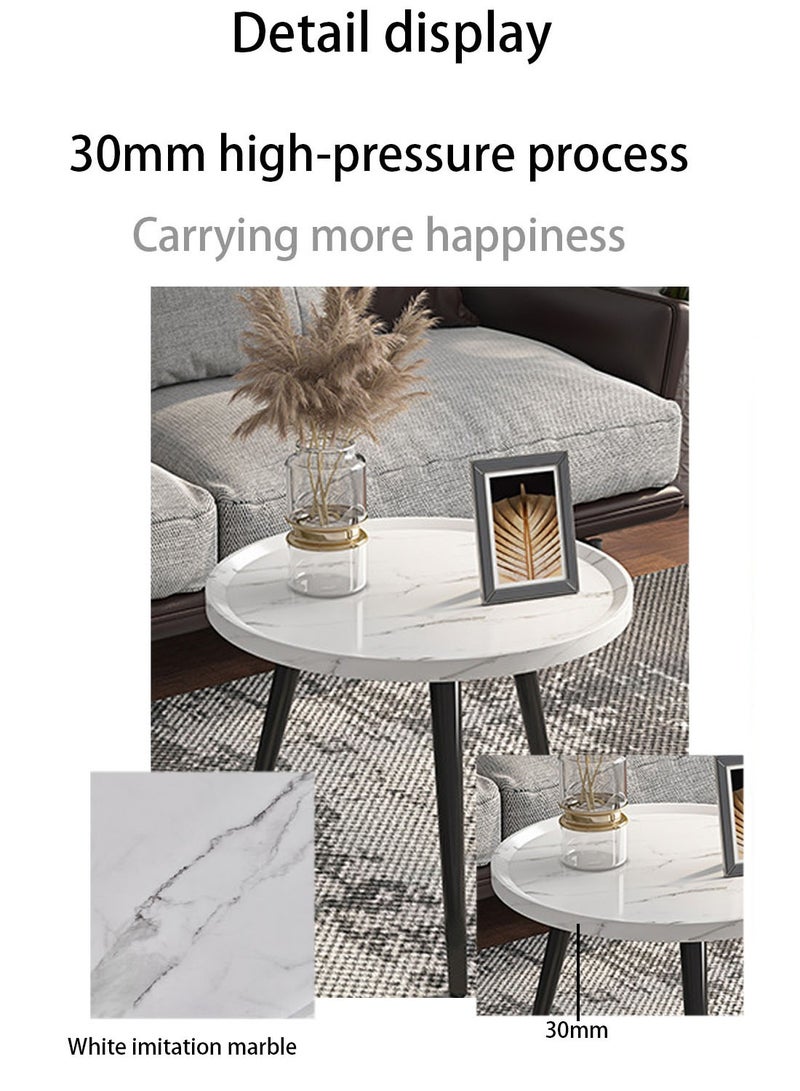 EqiEch Set of 2 Industrial Round Coffee Table,End Table for Living Room,Stacking Side Tables, Sturdy and Easy Assembly,Wood Look Accent Furniture with Metal Frame - Image 4