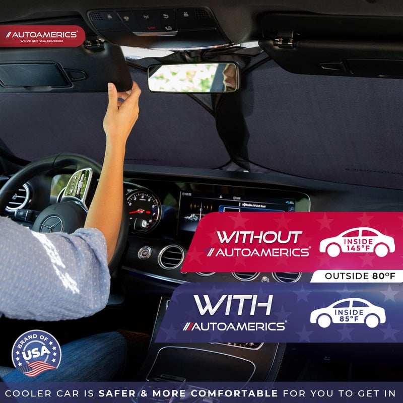 Autoamerics 1-Piece Windshield Sun Shade Standard Silver Foldable Car Front Window Sunshade for Most Cars SUV Truck Heat Blocker Visor Protector Blocks Max UV Rays and Keeps Your Vehicle Cool X-Large - Image 3