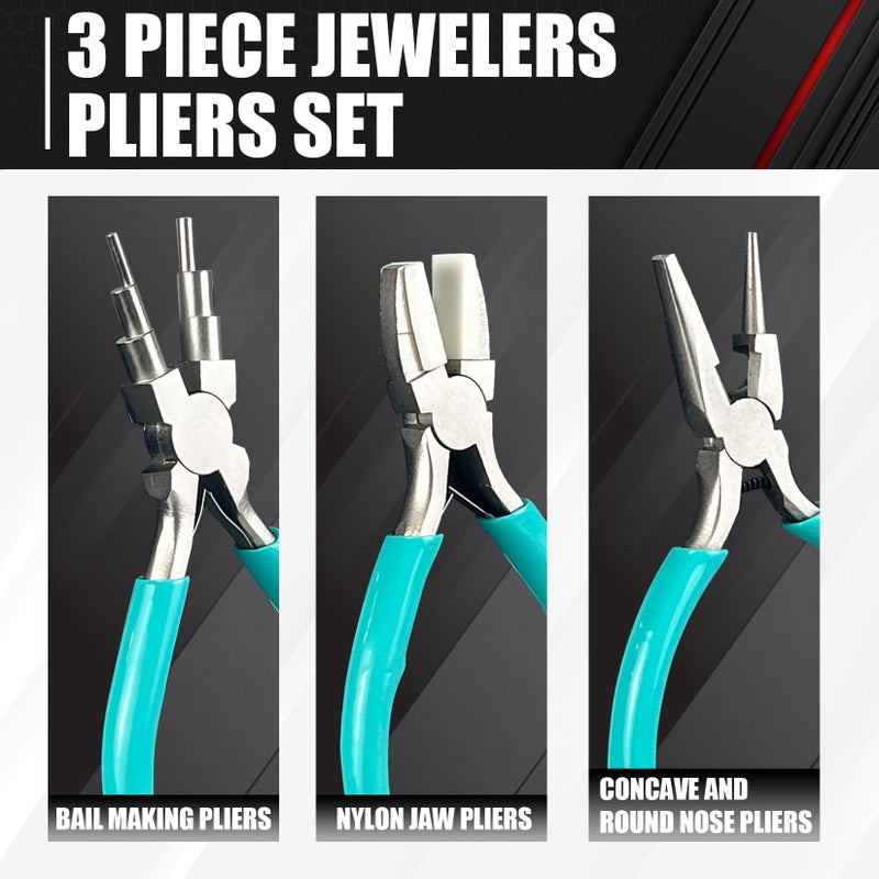 ct C&T 3-Piece Jewelry Pliers Set, Jewelry Making Tools Kit, Micro Jewelry Plier, Jewelry Making Supplies, Pliers set for jewellery making bead winding and shaping wire DIY Crafts - Image 2