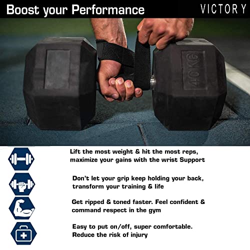Victory Wrist Support Straps For Weight-Lifting Gym Powerlifting Support For Fitness Workouts For Men And Women Cotton Lifting Straps With Silicone Anti-Slip Weaving Tape-Black,Free Size - Image 4