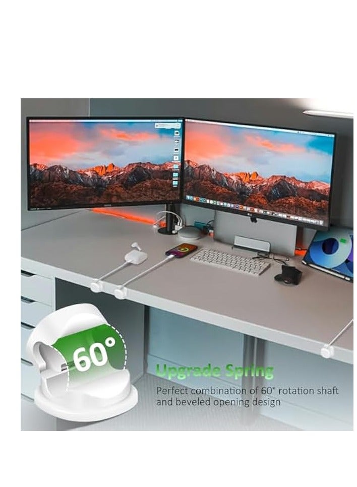 erorex 6 Pack Cord Organizer, Adhesive Spring Cable Holder Clips Phone Charger Cord Holder for Home and Office Wall Desktop Nightstand (White) - Image 4