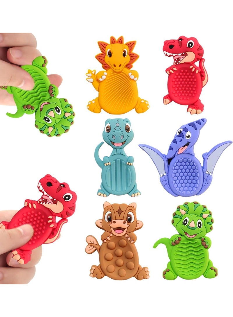 مجموعة من 6 قطع من أحجار التوتر الحسية الصغيرة على شكل ديناصورات - أحجار حسية ناعمة لتخفيف التوتر والقلق - ألعاب التوتر للبالغين والأطفال والطلاب - مساعدة لمرضى التوحد بسطح محكم - أحجار جيب مهدئة بـ 6 ألوان - Image 1