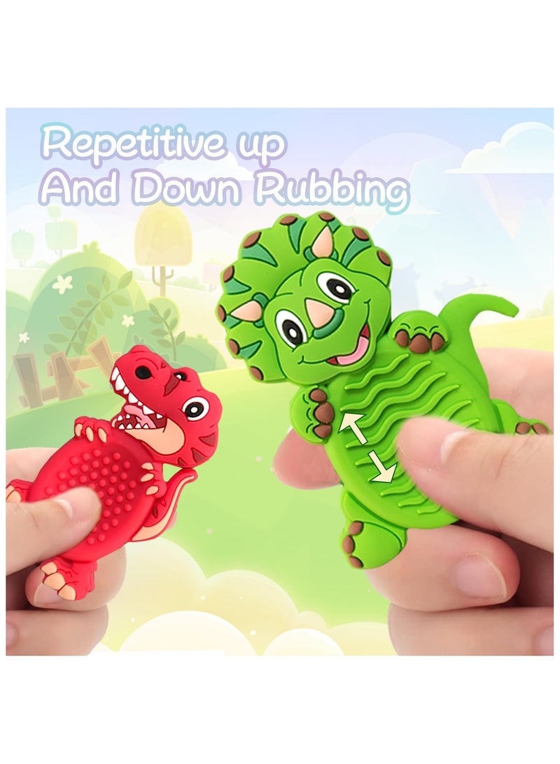 مجموعة من 6 قطع من أحجار التوتر الحسية الصغيرة على شكل ديناصورات - أحجار حسية ناعمة لتخفيف التوتر والقلق - ألعاب التوتر للبالغين والأطفال والطلاب - مساعدة لمرضى التوحد بسطح محكم - أحجار جيب مهدئة بـ 6 ألوان - Image 3