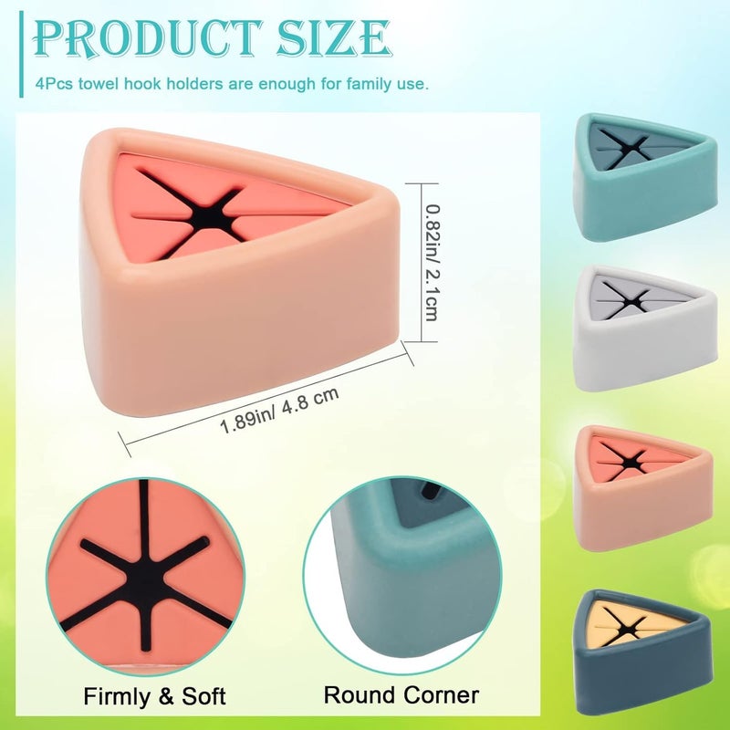 4-Piece Colorful Self-Adhesive Towel Hooks, Drill-Free Heavy Duty Wall Holders ? Strong Sticky Hooks for Kitchen & Bathroom, Ideal for Hanging Towels, Robes, Keys & Small Gadgets - Image 4
