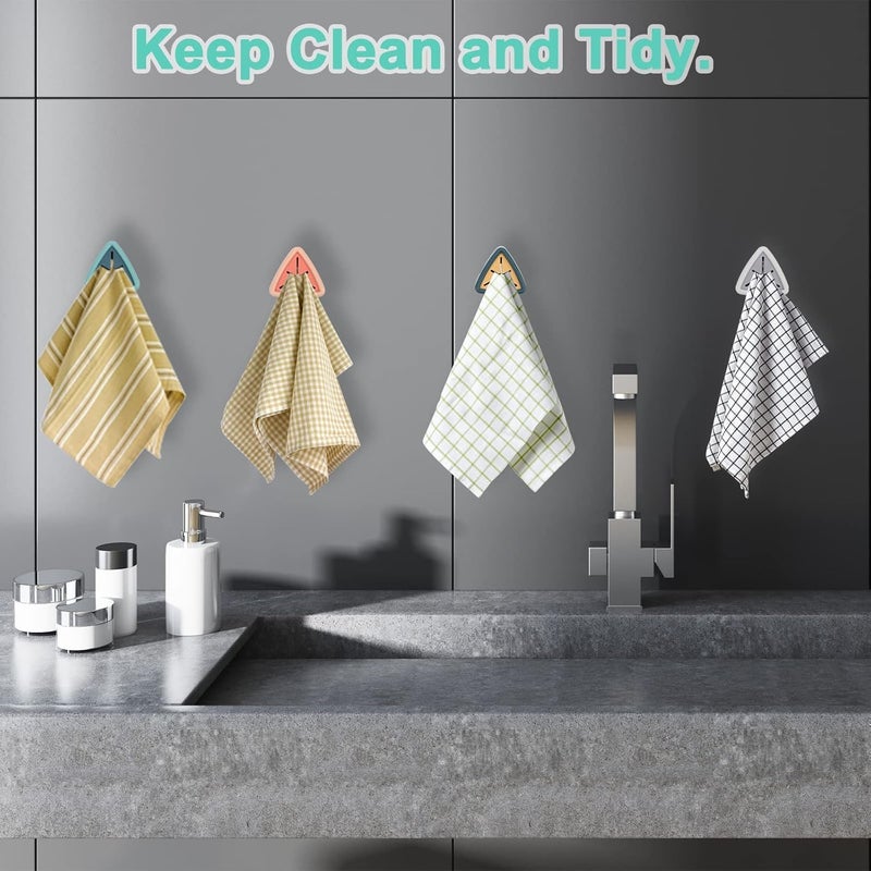 4-Piece Colorful Self-Adhesive Towel Hooks, Drill-Free Heavy Duty Wall Holders ? Strong Sticky Hooks for Kitchen & Bathroom, Ideal for Hanging Towels, Robes, Keys & Small Gadgets - Image 3