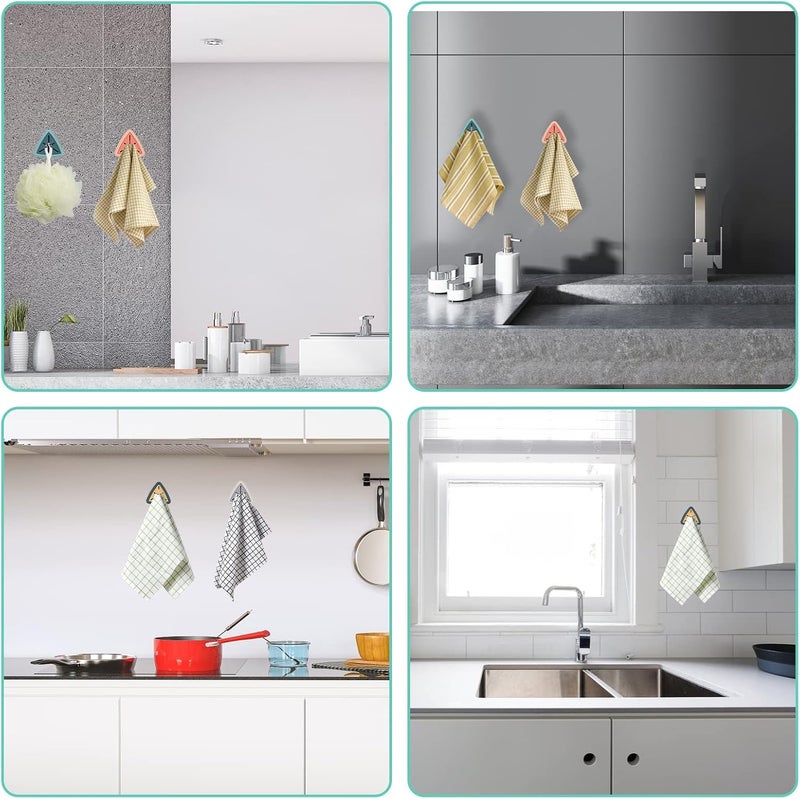 4-Piece Colorful Self-Adhesive Towel Hooks, Drill-Free Heavy Duty Wall Holders ? Strong Sticky Hooks for Kitchen & Bathroom, Ideal for Hanging Towels, Robes, Keys & Small Gadgets - Image 5