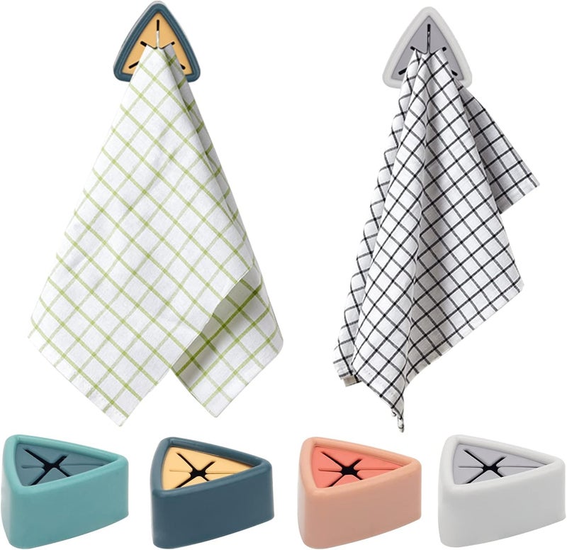 4-Piece Colorful Self-Adhesive Towel Hooks, Drill-Free Heavy Duty Wall Holders ? Strong Sticky Hooks for Kitchen & Bathroom, Ideal for Hanging Towels, Robes, Keys & Small Gadgets - Image 1