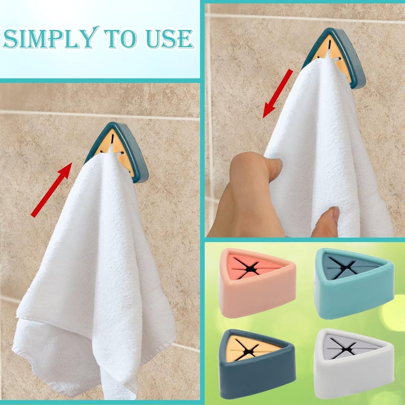 4-Piece Colorful Self-Adhesive Towel Hooks, Drill-Free Heavy Duty Wall Holders ? Strong Sticky Hooks for Kitchen & Bathroom, Ideal for Hanging Towels, Robes, Keys & Small Gadgets - Image 2