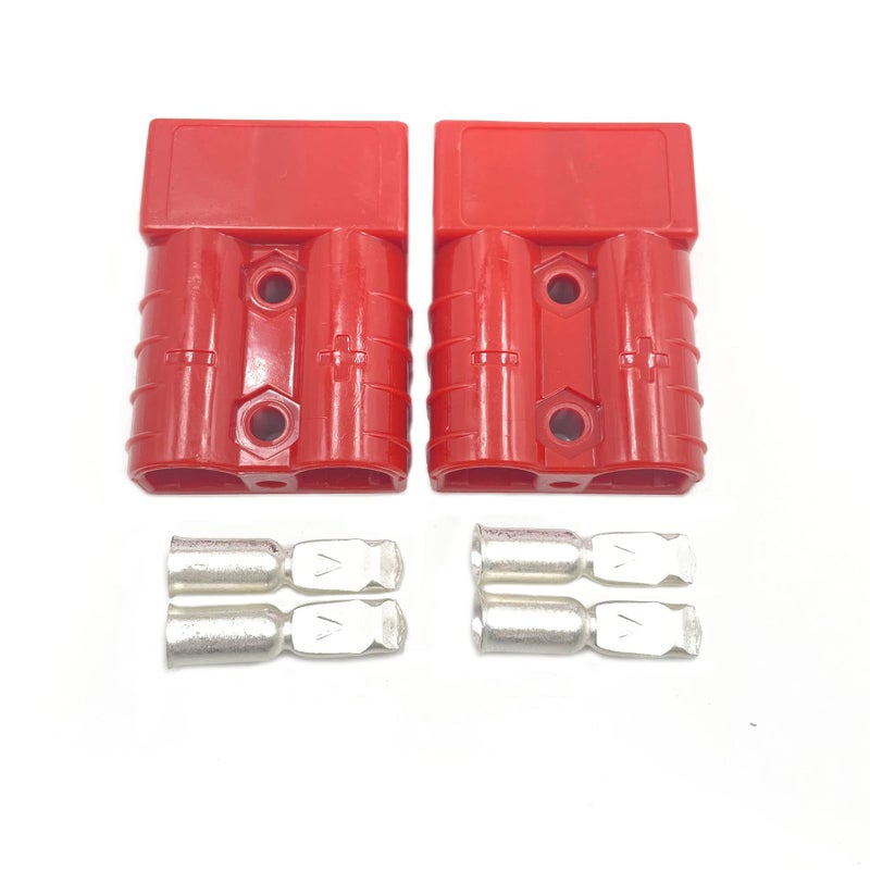 2pc Battery Quick Connector Kit 50a Plug Connect Disconnect Winch Trailer 50A 8AWG Red