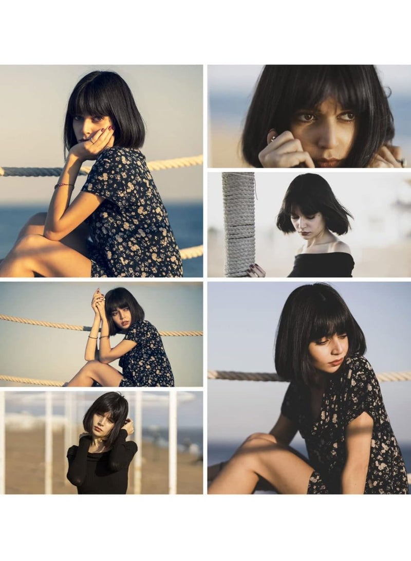 إستيل شعر مستعار مصنوع من الألياف المقاومة للحرارة مع غرة للنساء، شعر مستعار كامل المظهر طبيعي (أسود رقم 2) - Image 3