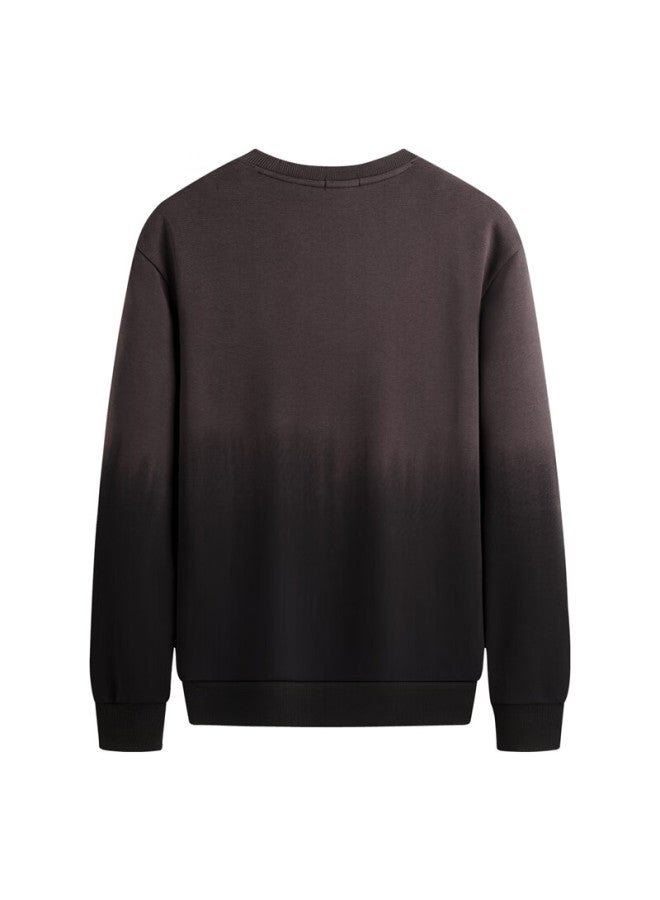 Dancing With Wolves Trendy Gradient Comfortable Antibacterial Pullover Casual Crew Neck Men's Sweatshirt 502 Dark Purple L