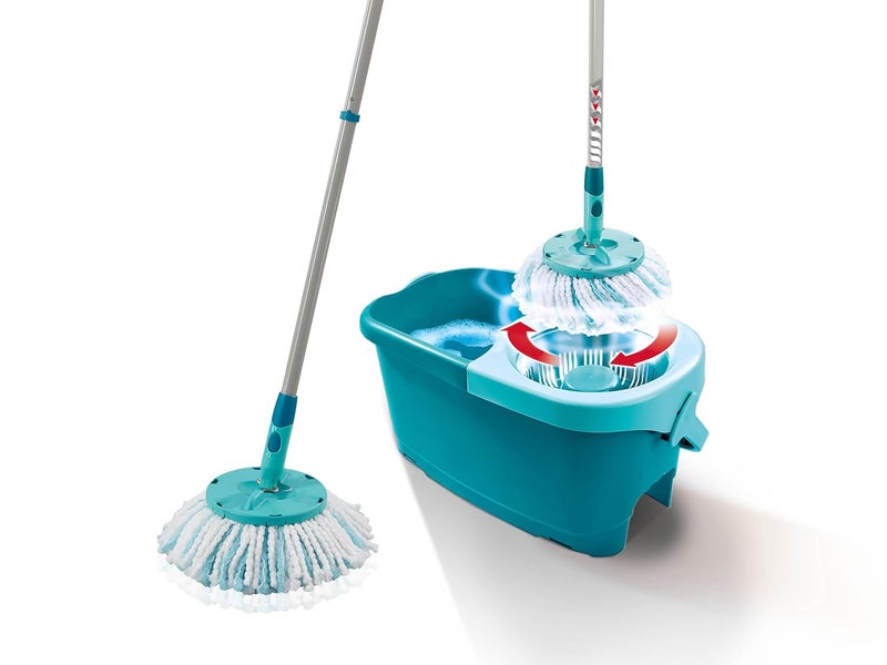 LEIFHEIT Set Clean Twist Disc Mop Ergo Set,Spin Mop Set with Bucket for Floor Cleaning - Floor Cleaner Spin Mop with Drain and Adjustable Mop Stick,.Green - Image 1
