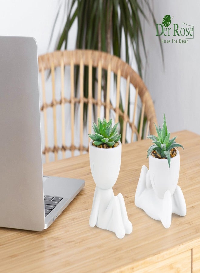 Der Rose 3 Pack Fake Plants for Office Desk Accessories Artificial Succulents Plants for Room Bathroom Home Decor for Women - Image 5