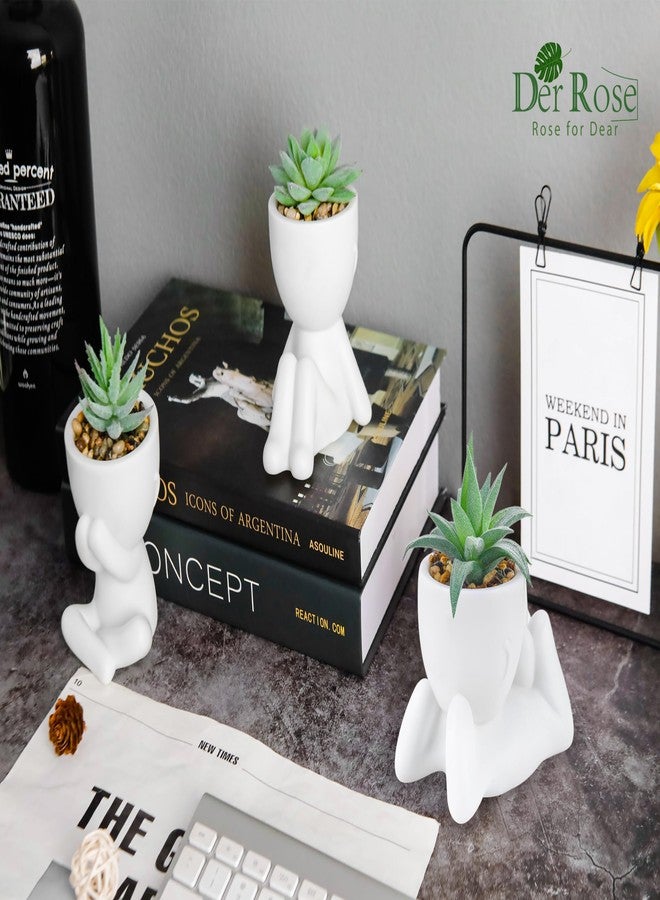 Der Rose 3 Pack Fake Plants for Office Desk Accessories Artificial Succulents Plants for Room Bathroom Home Decor for Women - Image 4