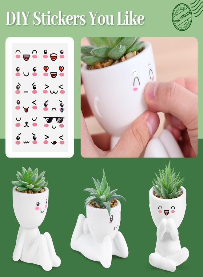 Der Rose 3 Pack Fake Plants for Office Desk Accessories Artificial Succulents Plants for Room Bathroom Home Decor for Women - Image 3